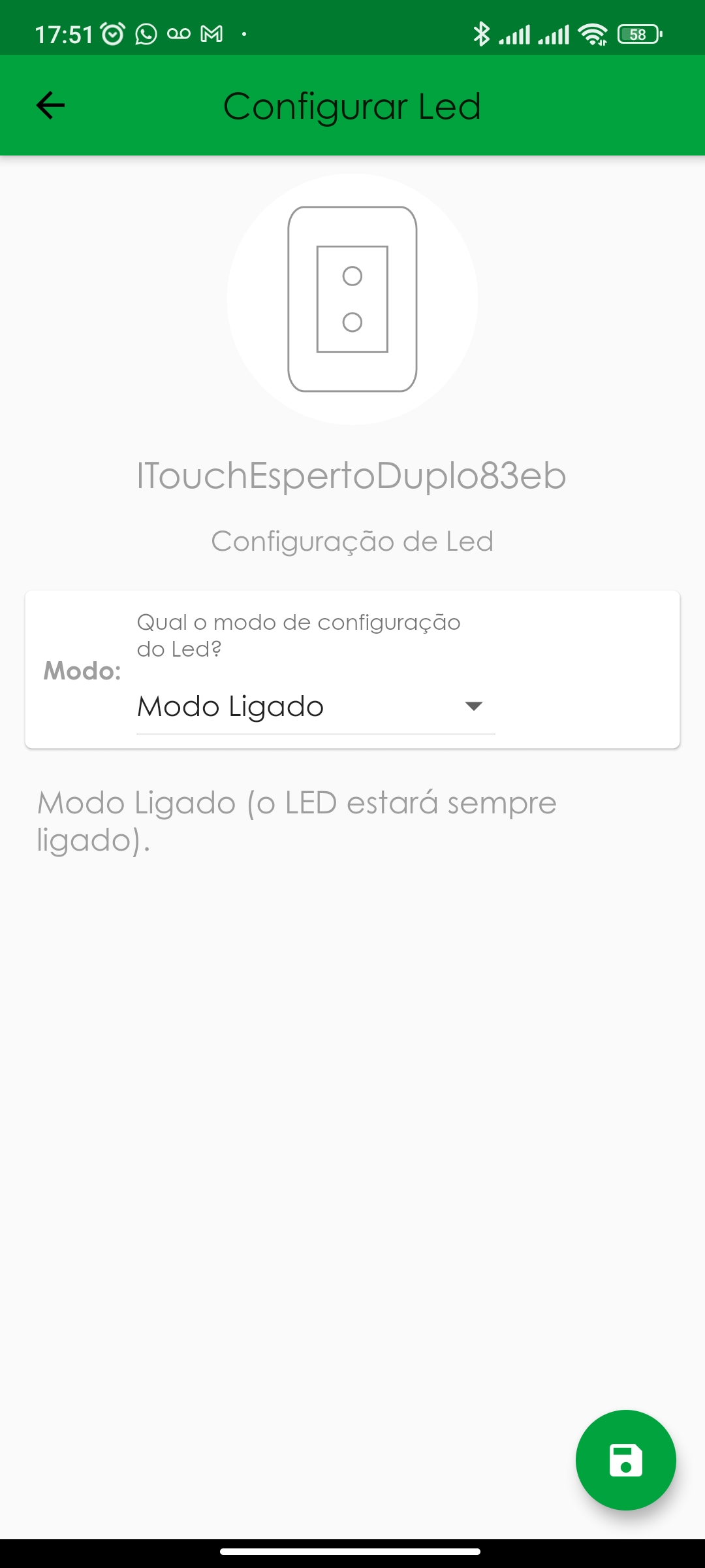 Scenes screen in the Coisas Espertas Home app